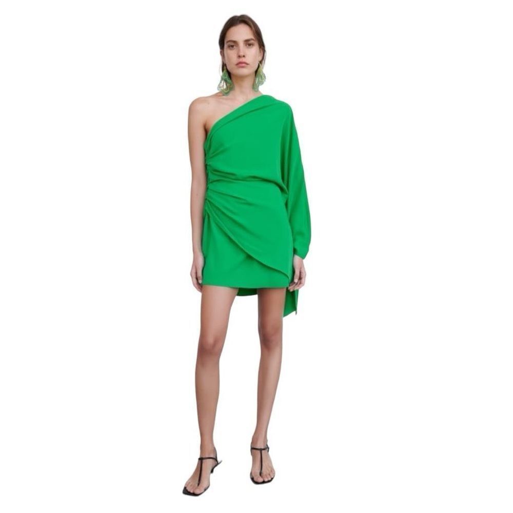 NWT Green Zara Asymmetrical Mini dress